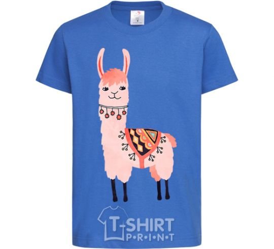Kids T-shirt Pink llama royal-blue фото