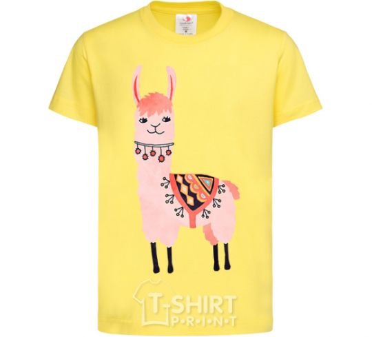 Kids T-shirt Pink llama cornsilk фото