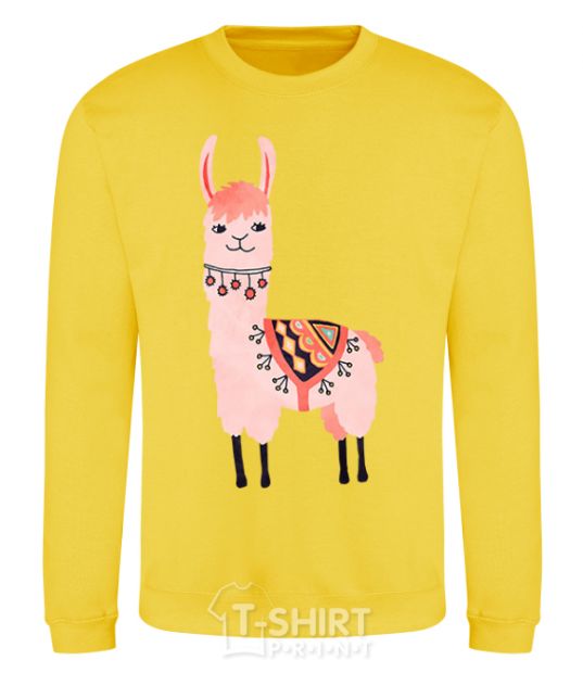 Sweatshirt Pink llama yellow фото
