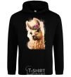 Men`s hoodie A llama in a wreath black фото