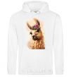 Men`s hoodie A llama in a wreath White фото