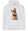 Men`s hoodie A llama in a wreath sport-grey фото