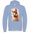 Men`s hoodie A llama in a wreath sky-blue фото