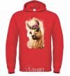 Men`s hoodie A llama in a wreath bright-red фото