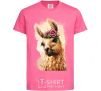 Kids T-shirt A llama in a wreath heliconia фото