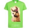 Kids T-shirt A llama in a wreath orchid-green фото