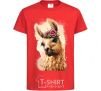 Kids T-shirt A llama in a wreath red фото