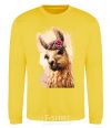 Sweatshirt A llama in a wreath yellow фото