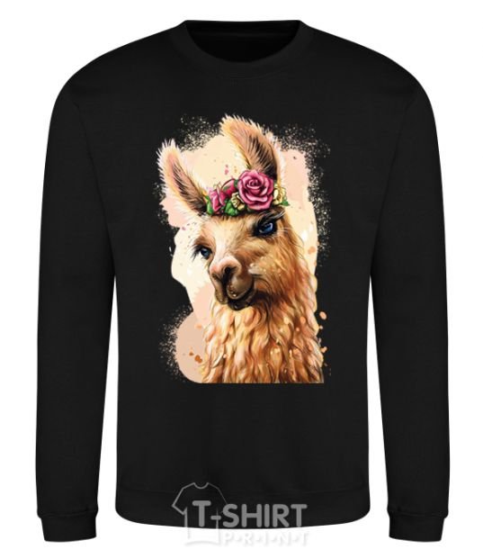 Sweatshirt A llama in a wreath black фото