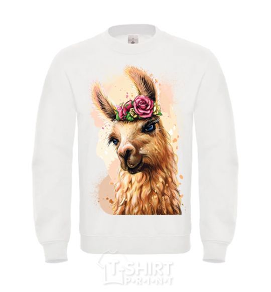 Sweatshirt A llama in a wreath White фото