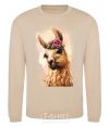 Sweatshirt A llama in a wreath sand фото