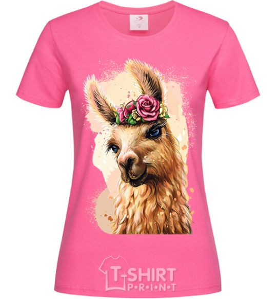 Women's T-shirt A llama in a wreath heliconia фото