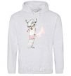 Men`s hoodie A llama with a flower in his teeth. sport-grey фото