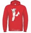 Men`s hoodie A llama with a flower in his teeth. bright-red фото