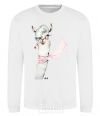 Sweatshirt A llama with a flower in his teeth. White фото