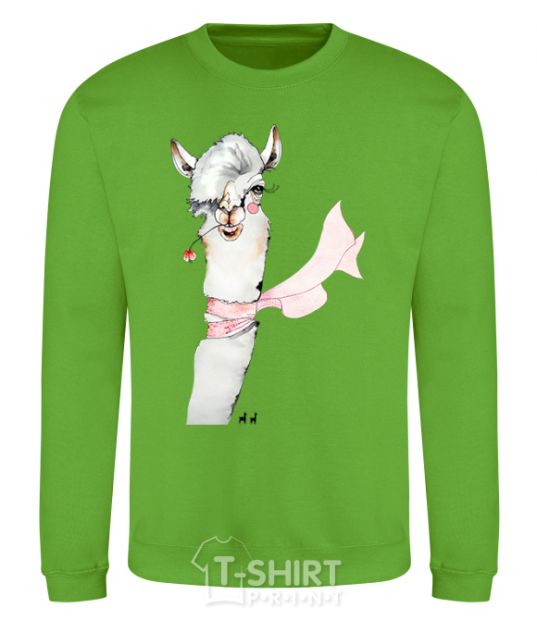 Sweatshirt A llama with a flower in his teeth. orchid-green фото