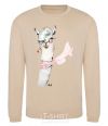 Sweatshirt A llama with a flower in his teeth. sand фото