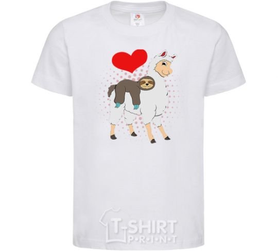 Kids T-shirt A llama and a sloth White фото