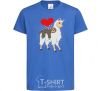 Kids T-shirt A llama and a sloth royal-blue фото