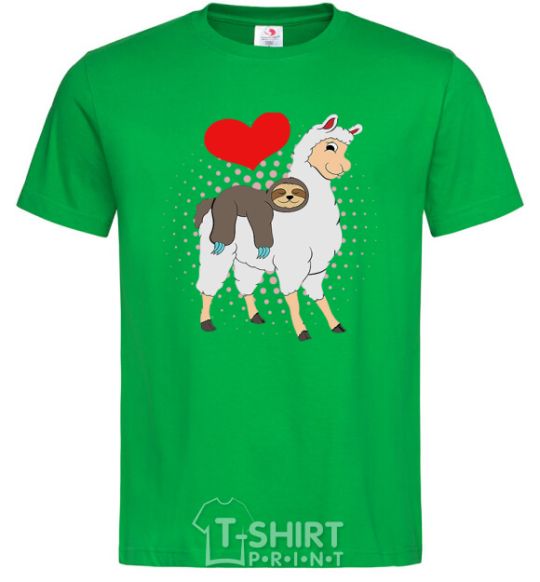 Мужская футболка Лама и ленивец Зеленый фото