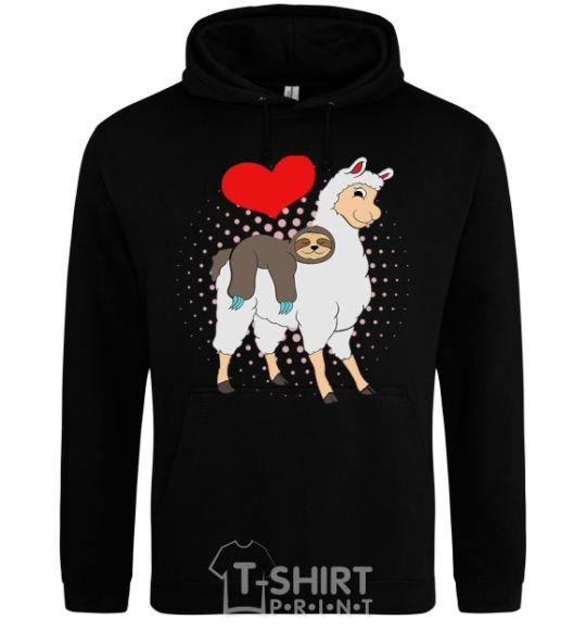 Men`s hoodie A llama and a sloth black фото