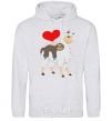 Men`s hoodie A llama and a sloth sport-grey фото