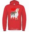 Men`s hoodie A llama and a sloth bright-red фото