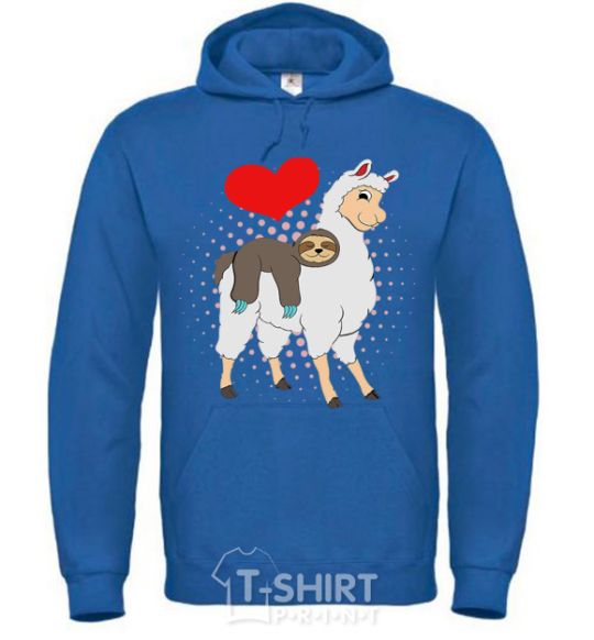 Men`s hoodie A llama and a sloth royal фото