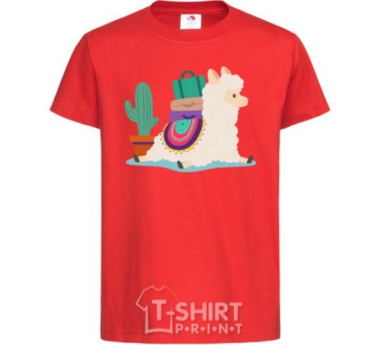 Kids T-shirt Llama moving red фото