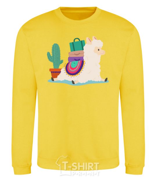 Sweatshirt Llama moving yellow фото