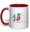 Mug with a colored handle Llama moving red фото