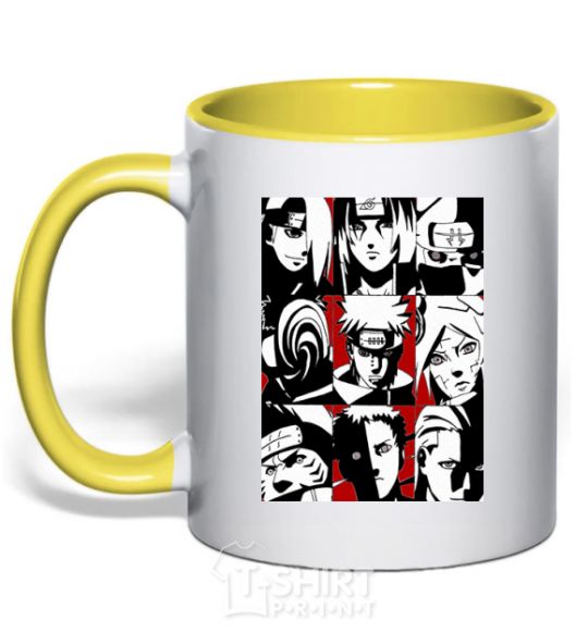 Mug with a colored handle Akatsuki yellow фото