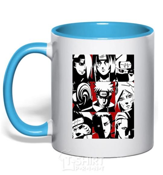 Mug with a colored handle Akatsuki sky-blue фото
