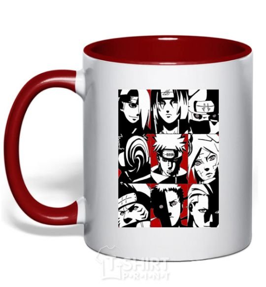 Mug with a colored handle Akatsuki red фото