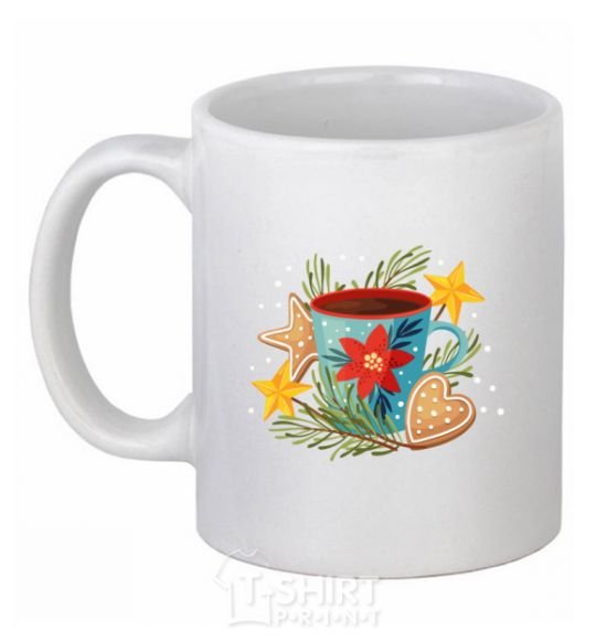 Ceramic mug New Year's cup White фото