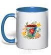 Mug with a colored handle New Year's cup royal-blue фото