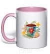 Mug with a colored handle New Year's cup light-pink фото