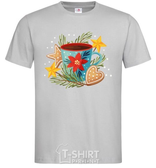 Men's T-Shirt New Year's cup grey фото