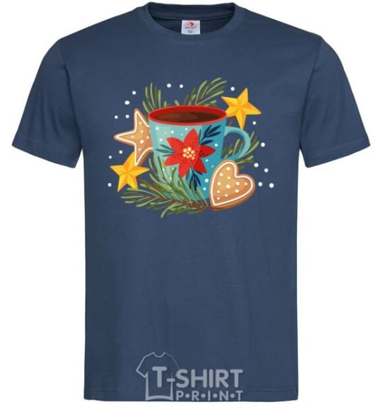 Men's T-Shirt New Year's cup navy-blue фото