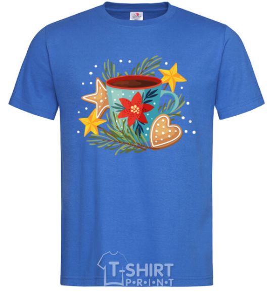 Men's T-Shirt New Year's cup royal-blue фото