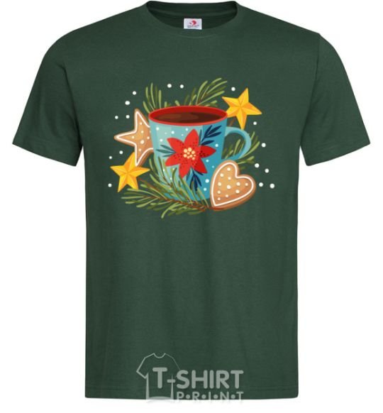 Men's T-Shirt New Year's cup bottle-green фото