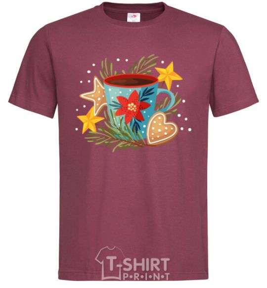 Men's T-Shirt New Year's cup burgundy фото