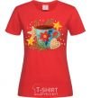 Women's T-shirt New Year's cup red фото