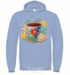 Men`s hoodie New Year's cup sky-blue фото