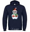 Men`s hoodie A snowman in mittens navy-blue фото