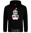 Men`s hoodie A snowman in mittens black фото