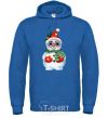 Men`s hoodie A snowman in mittens royal фото