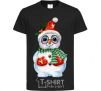 Kids T-shirt A snowman in mittens black фото