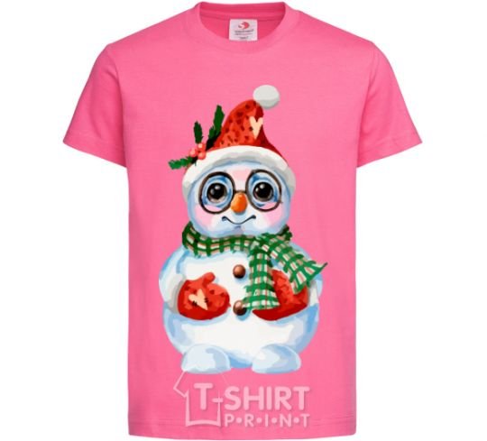 Kids T-shirt A snowman in mittens heliconia фото