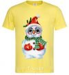 Мужская футболка Снеговик в варежках Лимонный фото